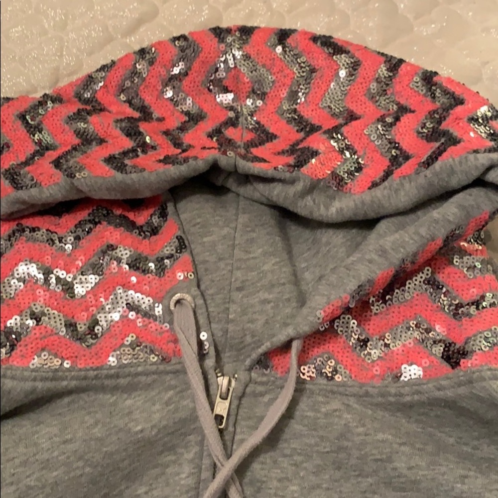 EUC PINK Victoria Secret zip up hoodie with sequin